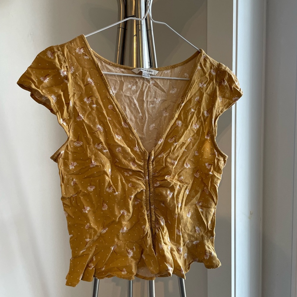 American Eagle - Yellow Floral - Blouse - Size XS